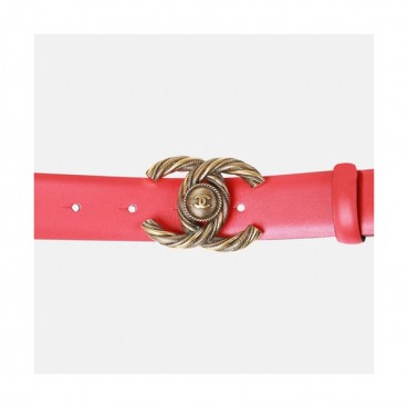 Chanel 2019 Ladies Leather Belt - 샤넬 2019 여성용 레더 벨트 CHABT0008.Size(3.0cm).레드