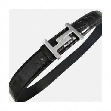 Hermes 2019 Mens Crocodile Leather Belt - 에르메스 2019 남성용 크로커다일 레더 벨트 HERBT0014.Size(3.8cm).블랙
