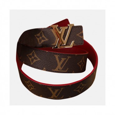 Louis vuitton 2019 Ladies Initial Logo Buckle PVC & Leather Belt - 루이비통 2019 여성용 이니셜 로고 버클 PVC & 레더 벨트 LOUBT0005.Size(3.0cm).브라운금장