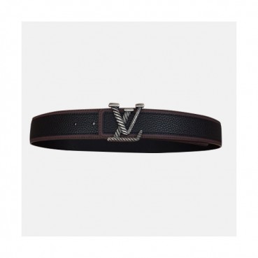 Louis vuitton 2019 Mens Initial Logo Buckle Leather Belt - 루이비통 2019 남성용 이니셜 로고 버클 레더 벨트 LOUBT0004.Size(4.0cm).블랙금장/블랙은장