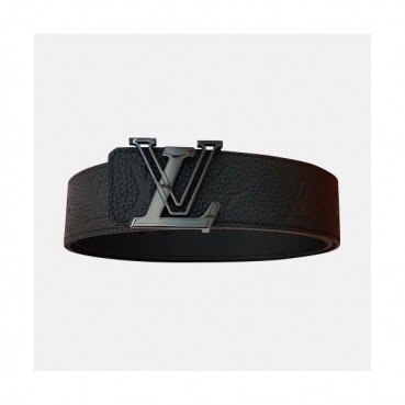 Louis vuitton 2019 Mens Initial Logo Buckle Leather Belt - 루이비통 2019 남성용 이니셜 로고 버클 레더 벨트 LOUBT0003.Size(4.0cm).블랙검장/블랙은장