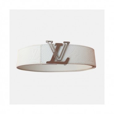 Louis vuitton 2019 Mens Initial Logo Buckle Leather Belt - 루이비통 2019 남성용 이니셜 로고 버클 레더 벨트 LOUBT0002.Size(4.0cm).화이트검장/화이트은장