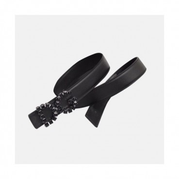 Dolce&Gabbana 2019 Ladies Initial Logo Embellished Satin Leather Belt - 돌체앤가바나 여성 이니셜 로고 엠벨리쉬 새틴 레더 벨트 Dol0171x.Size(3.0cm).블랙