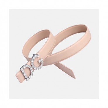 Dolce&Gabbana 2019 Ladies Initial Logo Embellished Satin Leather Belt - 돌체앤가바나 여성 이니셜 로고 엠벨리쉬 새틴 레더 벨트 Dol0170x.Size(3.0cm).연핑크