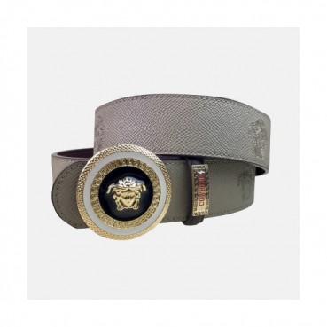 Versace 2019 Mens Palazzo Medusa Steel Buckle Leather Bellt - 베르사체 남성 메두사 스틸 버클 레더 벨트 Ver0177x.Size(3.8cm).그레이금장