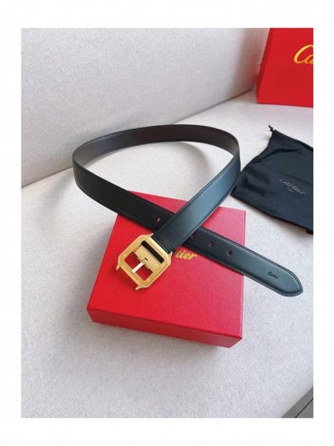 Cartier Mens Leather Belt - 까르띠에 남성용 레더 벨트 CARBT0002.Size(3.5cm).블랙(금장)