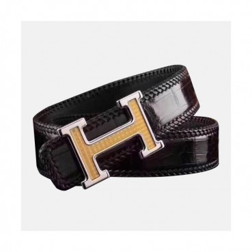 Hermes 2019 Mens Business Initial Logo Leather Belt - 에르메스 남성 비지니스 이니셜 로고 가죽 벨트 Her0198x.Size(3.8cm).2컬러(블랙은장/브라운금장)