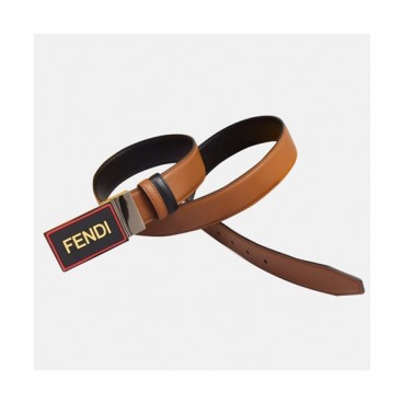 [매장판]Fendi 2019 Mens Cajual Box Logo Reversible Leather Bellt - 펜디 남성 캐쥬얼 박스 로고 양면 레더 벨트 Fen0156x.Size(3.4CM).브라운은장