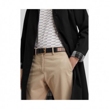 Burberry 2019 Mens London Classic Logo Buckle Business Leather Belt - 버버리 남성 런던 클랙식 로고 버클 비지니스 레더 벨트 Bur0596x.Size(3.5cm).체크블랙금장