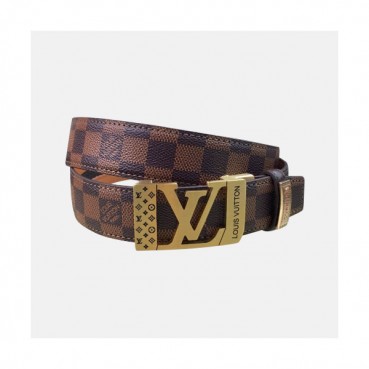 Louis vuitton 2019 Mens Damier Signature Initial Logo Buckle Leather Belt - 루이비통 남성 신상 다미에 시그니처 이니셜 로고 버클 레더 벨트 Lou0893x.Size(3.5cm).브라운금장