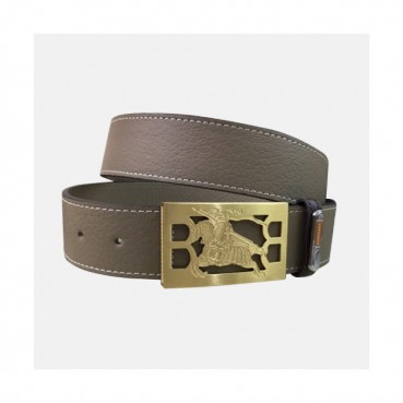 Burberry 2019 Men Initial Logo Buckle Business Leather Belt - 버버리 남성 이니셜 로고 버클 비지니스 레더 벨트 Bur0595x.Size(3.8cm).그레이금장