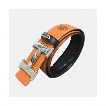 Hermes 2019 Mens Business Signature Logo Leather Belt - 에르메스 남성 비지니스 시그니처 로고 가죽 벨트 Her0187x.Size(3.8cm).오렌지은장