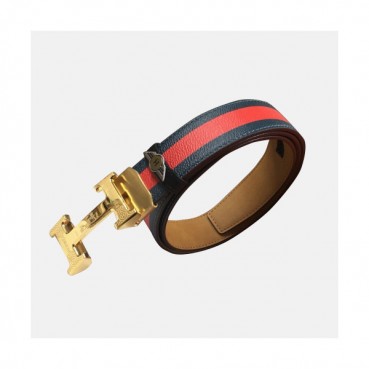 Hermes 2019 Mens Business Signature Logo Automatic Buckle Leather Belt - 에르메스 남성 비지니스 시그니처 로고 오토매틱 버클 가죽 벨트 Her0191x.Size(3.4cm).레드금장