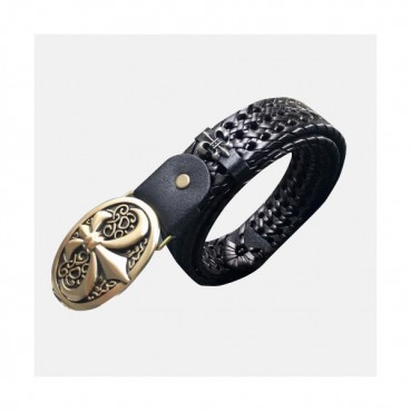 Chrome Hearts 2019 Mens Vintage Steel Buckle Handi Craft Leather Belt - 크롬하츠 신상 남성 빈티지 스틸  버클 핸디 크래프트 레더 벨트 Chr0011x.Size(3.5cm).블랙금장