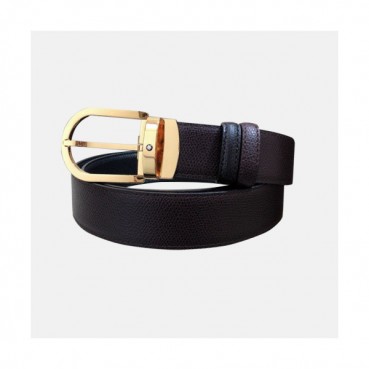Montblanc 2019 Mens Business Classic Buckle  Reversible Leather Belt - 몽블랑 신상 남성 비지니스 클래식 버클 양면 레더 벨트 Mont0047x.Size(3.4cm).브라운금장