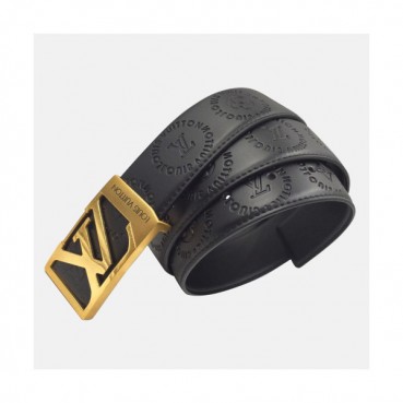 Louis vuitton 2019 Mens Signature Initial Logo Buckle Leather Belt - 루이비통 남성 신상 시그니처 이니셜 로고 버클 레더 벨트 Lou0886x.Size(3.8cm).블랙금장