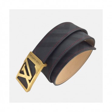 Louis vuitton 2019 Mens Signature Initial Logo Buckle Leather Belt - 루이비통 남성 신상 시그니처 이니셜 로고 버클 레더 벨트 Lou0885x.Size(3.8cm).다크그레이금장