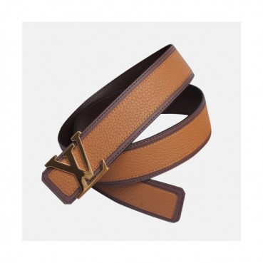 Louis vuitton 2019 Mens Signature Initial Logo Buckle Leather Belt - 루이비통 남성 신상 시그니처 이니셜 로고 버클 레더 벨트 Lou0884x.Size(3.8cm).브라운금장