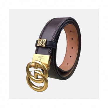 Gucci 2019 Mens Signature GG Steel Buckle Leather Belt - 구찌 신상 남성 시그니처 GG 스틸 버클 레더 벨트 Guc0853x.Size(3.5cm).브라운금장