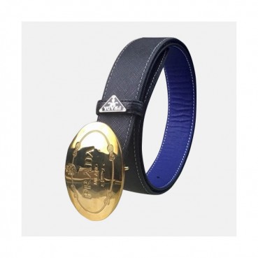 Prada 2019 Mens Signature Logo Business Saffiano Leather Belt - 프라다 남성 신상 시그니처 로고 비지니스 사피아노 레더 벨트 Pra0494x.Size(3.5cm).블루금장