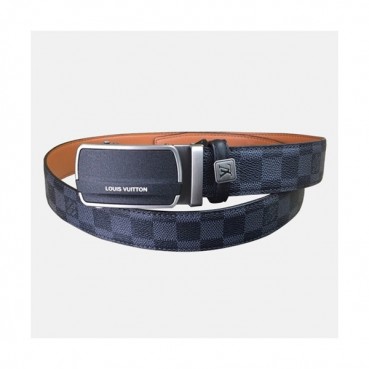 Louis vuitton 2019 Mens Damier Initial Box Logo Buckle Leather Belt - 루이비통 남성 신상 다미에 박스 로고 스틸 버클 레더 벨트 Lou0874x.Size(3.5cm).블랙은장