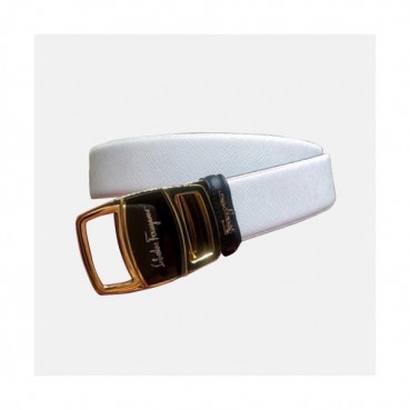 Salvatore Ferragamo 2019 Mens Box Logo Buckle Leather Belt - 살바토레 페라가모 남성 박스 로고 버클 레더 벨트 Fer0224x.Size(3.5cm).화이트금장