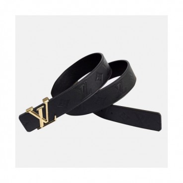 Louis vuitton 2019 Mens Signature Initial Logo Buckle Leather Belt - 루이비통 남성 신상 시그니처 이니셜 로고 버클 레더 벨트 Lou0867x.Size(4.0cm).블랙금장