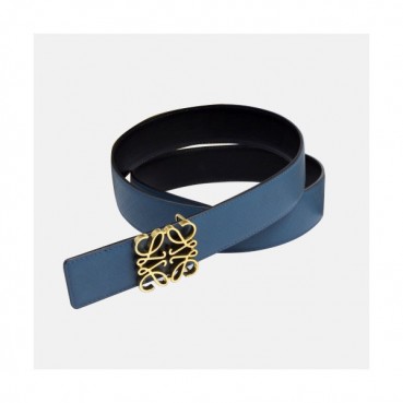 Loewe 2019 Mens Signature Logo Buckle Saffoano Leather Bellt - 로에베 남성 시그니처 로고 버클 사파이노 레더 벨트 Loe0027x.Size(4.0cm).블루금장