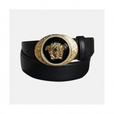 Versace 2019 Mens Palazzo Medusa Steel Buckle Leather Bellt - 베르사체 남성 메두사 스틸 버클 레더 벨트 Ver0167x.Size(3.8cm).블랙금장