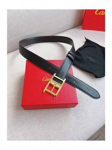 Cartier Mens Leather Belt - 까르띠에 남성용 레더 벨트 CARBT0004.Size(3.5cm).블랙(금장)