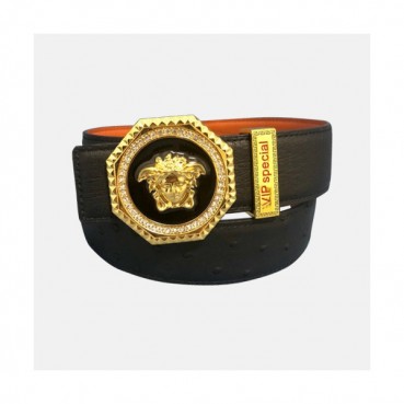 [커스텀급]Versace 2019 Mens Palazzo Medusa Steel Buckle Leather Bellt - 베르사체 남성 메두사 스틸 버클 레더 벨트 Ver0166x.Size(3.8cm).블랙금장