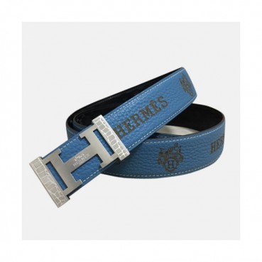 Hermes 2019 Mens Business Initial Logo Reversible Leather Belt - 에르메스 남성 비지니스 이니셜 로고 양면 가죽 벨트 Her0172x.Size(3.8cm).블루은장