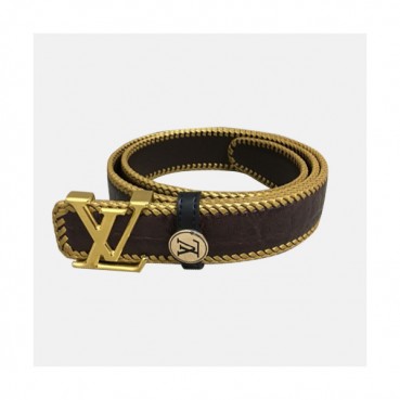 Louis vuitton 2019 Mens Signature Initial Logo Buckle Leather Belt - 루이비통 남성 신상 시그니처 이니셜 로고 버클 레더 벨트 Lou0863x.Size(3.8cm).브라운금장