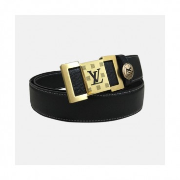 Louis vuitton 2019 Mens Signature Initial Logo Buckle Leather Belt - 루이비통 남성 신상 시그니처 이니셜 로고 버클 레더 벨트 Lou0862x.Size(4.0cm).블랙금장