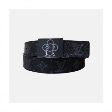Louis vuitton 2019 Mens Signature Initial Logo Buckle Leather Belt - 루이비통 남성 신상 시그니처 이니셜 로고 버클 레더 벨트 Lou0860x.Size(3.5cm).블랙