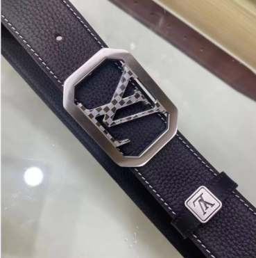Louis vuitton 2023 Mens Signature Initial Logo Buckle Leather Belt - 루이비통 남성 신상 시그니처 이니셜 로고 버클 레더 벨트 Lou0854x.Size(3.8cm).블랙은장