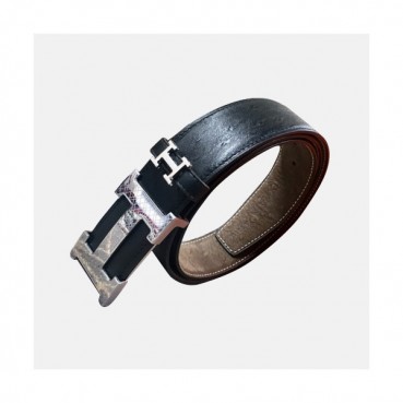 Hermes 2019 Mens Business Initial Logo Reversible Leather Belt - 에르메스 남성 비지니스 이니셜 로고 양면 가죽 벨트 Her0168x.Size(3.8cm).블랙은장