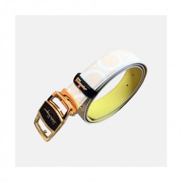 Salvatore Ferragamo 2019 Mens Box Logo Buckle Leather Belt - 살바토레 페라가모 남성 박스 로고 버클 레더 벨트 Fer0214x.Size(3.5cm).화이트금장
