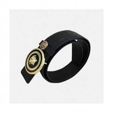 Versace 2019 Mens Palazzo Medusa Steel Buckle Leather Bellt - 베르사체 남성 메두사 스틸 버클 레더 벨트 Ver0159x.Size(3.8cm).블랙금장
