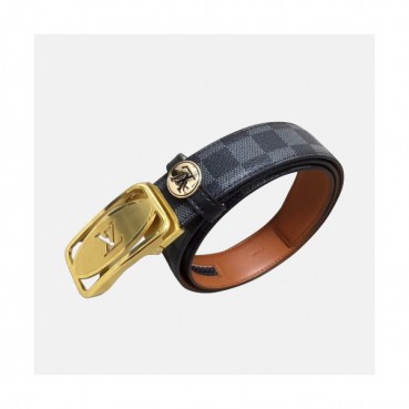 Louis vuitton 2019 Mens Signature Initial Logo Buckle Damier Leather Belt - 루이비통 남성 신상 시그니처 이니셜 로고 버클 다미에 레더 벨트 Lou0852x.Size(3.4cm).블랙금장
