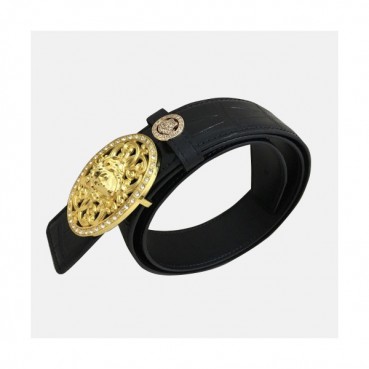 Versace 2019 Mens Palazzo Medusa Steel Buckle Leather Bellt - 베르사체 남성 메두사 스틸 버클 레더 벨트 Ver0162x.Size(3.8cm).블랙금장