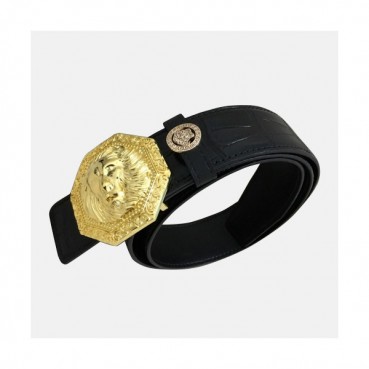 Versace 2019 Mens Palazzo Medusa Steel Buckle Leather Bellt - 베르사체 남성 메두사 스틸 버클 레더 벨트 Ver0161x.Size(3.8cm).블랙금장