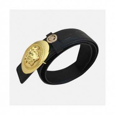 Versace 2019 Mens Palazzo Medusa Steel Buckle Leather Bellt - 베르사체 남성 메두사 스틸 버클 레더 벨트 Ver0160x.Size(3.8cm).블랙금장