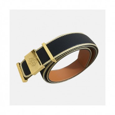 Hermes 2019 Mens Business Initial Logo Leather Belt - 에르메스 남성 비지니스 이니셜 로고 가죽 벨트 Her0167x.Size(3.8cm).블랙금장