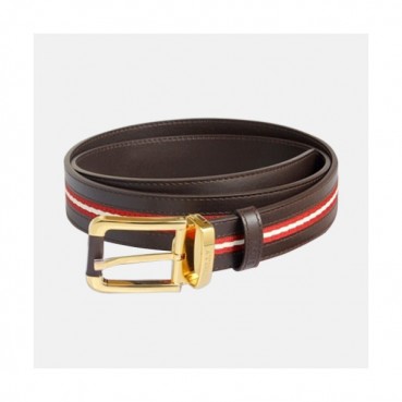[매장판]Bally 2019 Mens Reversible Business Leather Bellt - 발리 남성 양면 비지니스 레더 벨트 Bly0063x.Size(3.4cm).브라운금장