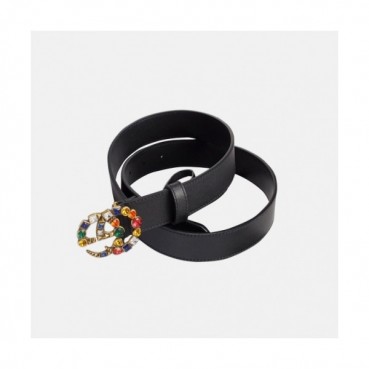 Gucci 2019 Ladies Classic GG Cubic Buckle Leather Belt - 구찌 신상 여성 클래식 GG 큐빅 버클 레더 벨트 Guc0821x.Size(3.0/3.4/4.0cm).블랙