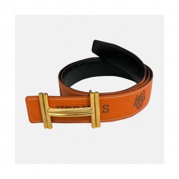 Hermes 2019 Mens Business Initial Logo Leather Belt - 에르메스 남성 비지니스 이니셜 로고 가죽 벨트 Her0160x.Size(3.8cm).오렌지금장