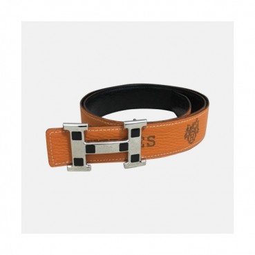 Hermes 2019 Mens Business Initial Logo Reversible Leather Belt - 에르메스 남성 비지니스 이니셜 로고 양면 가죽 벨트 Her0162x.Size(3.8cm).오렌지은장