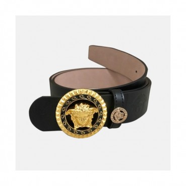 Verasace 2019 Mens Medusa Steel Buckle Leather  Belt - 베르사체 남성 메두사 스틸 버클 레더 벨트 Ver0156x.Size(3.8cm).블랙금장