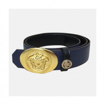 Verasace 2019 Mens Medusa Steel Buckle Leather  Belt - 베르사체 남성 메두사 스틸 버클 레더 벨트 Ver0154x.Size(3.8cm).블루금장